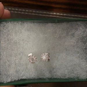 Fourteen (14k) Karat white gold diamond earrings